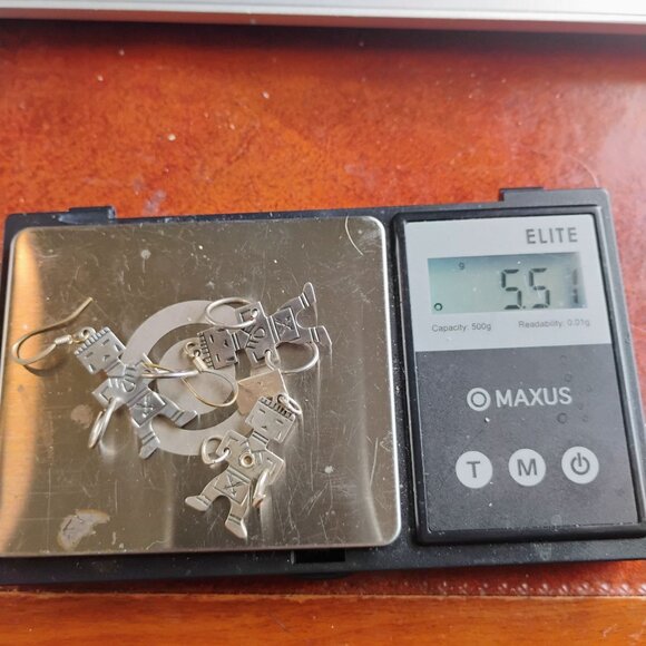 Vtg Native Bell Trading Kachina Hoop Dancer Earrings Pendant Set Sterling Silver - Picture 8 of 8